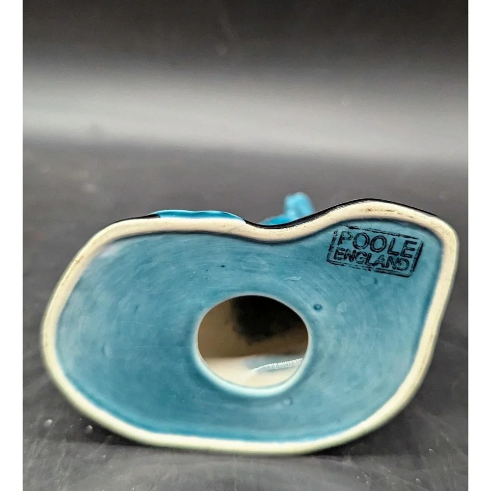 Vintage Turquoise Seal On Rock‎ Poole Pottery England Figurine Sculpture 2.5